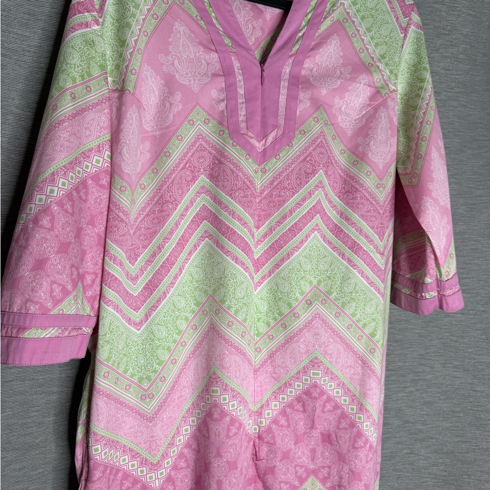 Charter Club Pink and Green Paisley Top